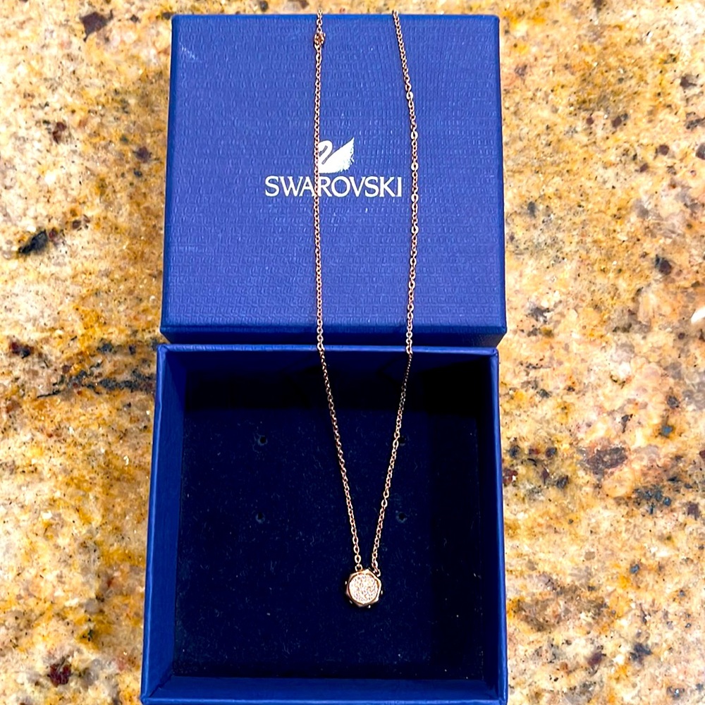 Never used Swarovski rose gold plated pavé necklace